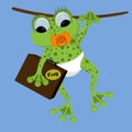 Vector illustration of a frog with a suitcase.